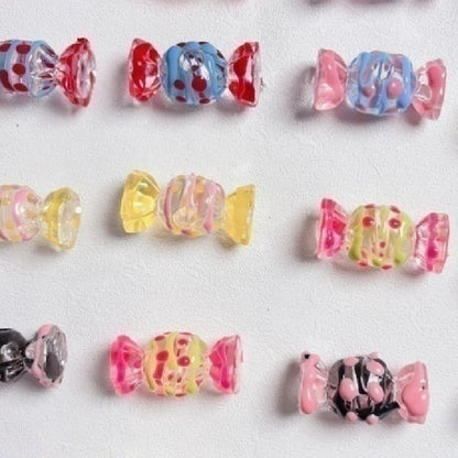 Hand Painted Wave Point Candy Acrylic Beads 14mm 5pcs