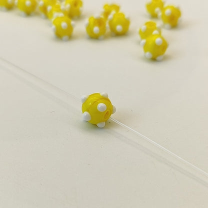 Lampwork Glass Beads Sea Urchin 11mm Handmade Polka Dotted 14pcs 8