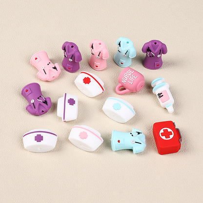 Silicone 3D Focal Beads Nurse Series Medical Kit Holding Syringe 20pcs 6