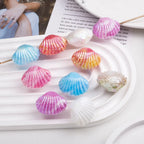 Plating Shell Acrylic Beads 30mm Two Tone Iridescent Scallop 10pcs 3