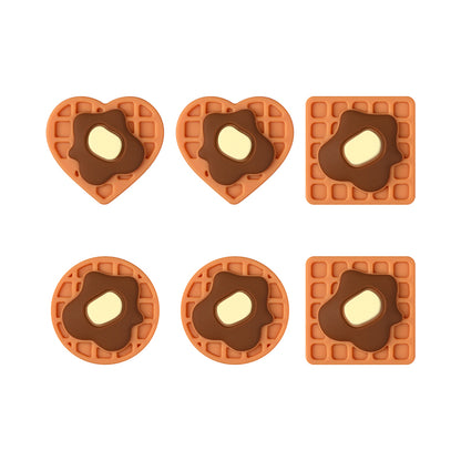 Silicone Focal Beads Vanilla Flavored Waffles Round and Heart Shapes 20pcs 7