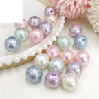 Plating Round Acrylic Beads 16mm Iridescent Wrinkle Texture 50pcs