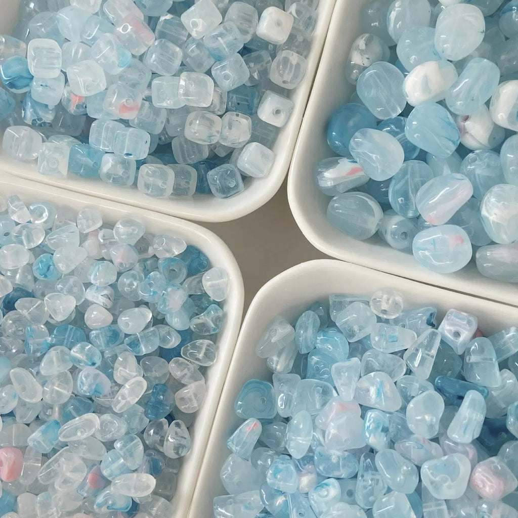 Imitation Jade Glacier Blue Acrylic Beads Smooth Nature Shapes 10g 4