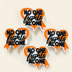 Silicone Focal Beads Orange Awareness Ribbon No One Fights Alone 20pcs