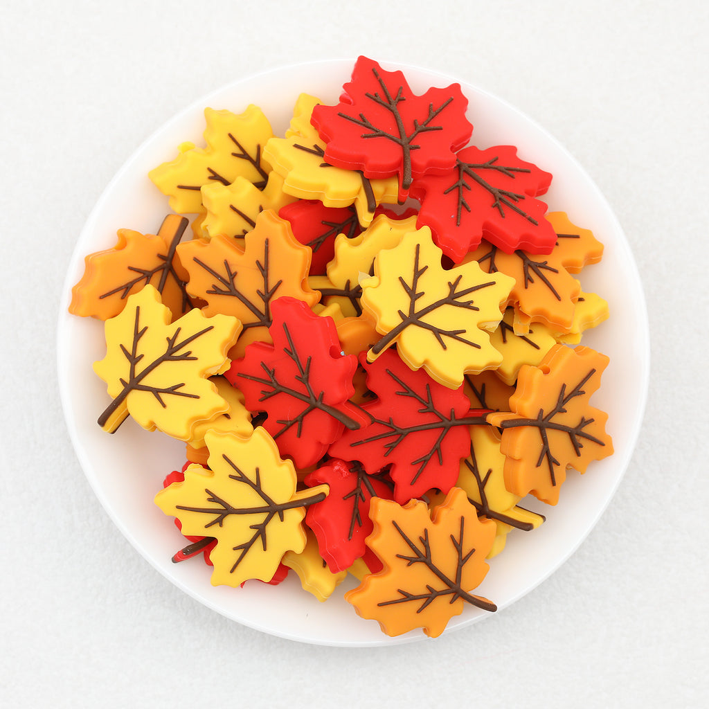 Autumn Maple Leaf Silicone Focal Beads 20 pcs 2