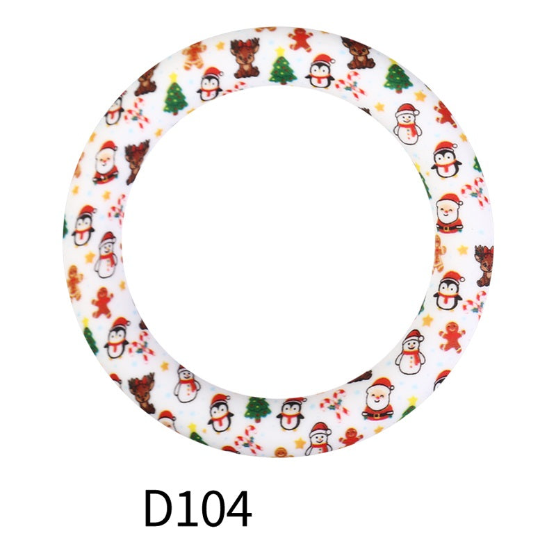 65mm Printed Round Silicone Rings Colorful Patterned 3