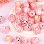 Pink Sanrio Series Acrylic Square Beads 14mm Printed 10pcs 2