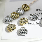 Plating Heart Acrylic Beads 17mm Metallic Gold Silver Waffle 50pcs 2