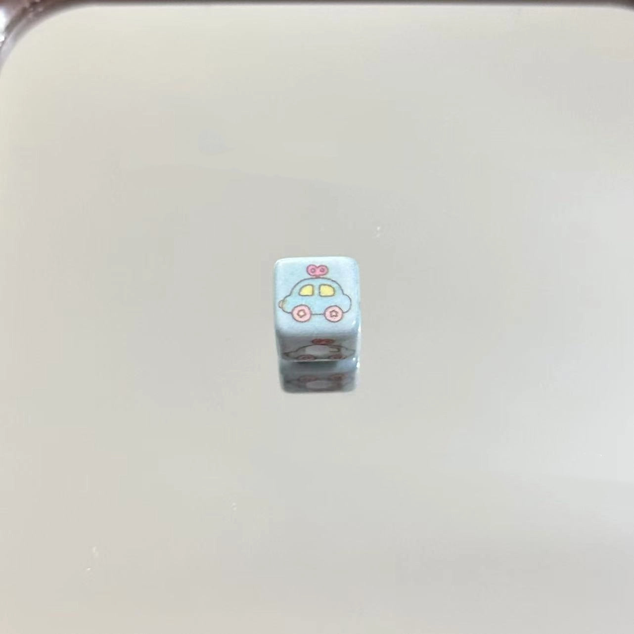 House Car Printed Acrylic Square Beads 10mm Pastel Colors 20pcs 9