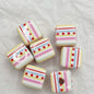 Printed Square Acrylic Beads 14mm Fresh Pink Tone 10pcs 14