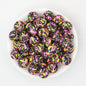 15mm Color Printed Round Silicone Beads 50pcs - Black Color Print