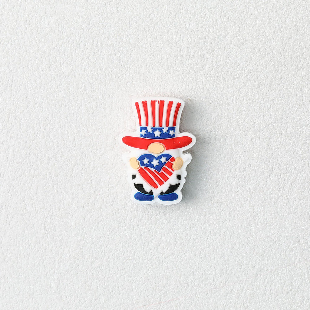 USA Independence Day Gnome Silicone Focal Beads 20pcs
