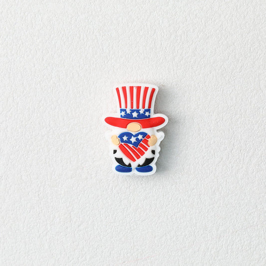 USA Independence Day Gnome Silicone Focal Beads 20pcs