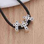 Cross Metal Beads 10mm Polka Dotted Large Hole Vintage Silver Tone 50pcs