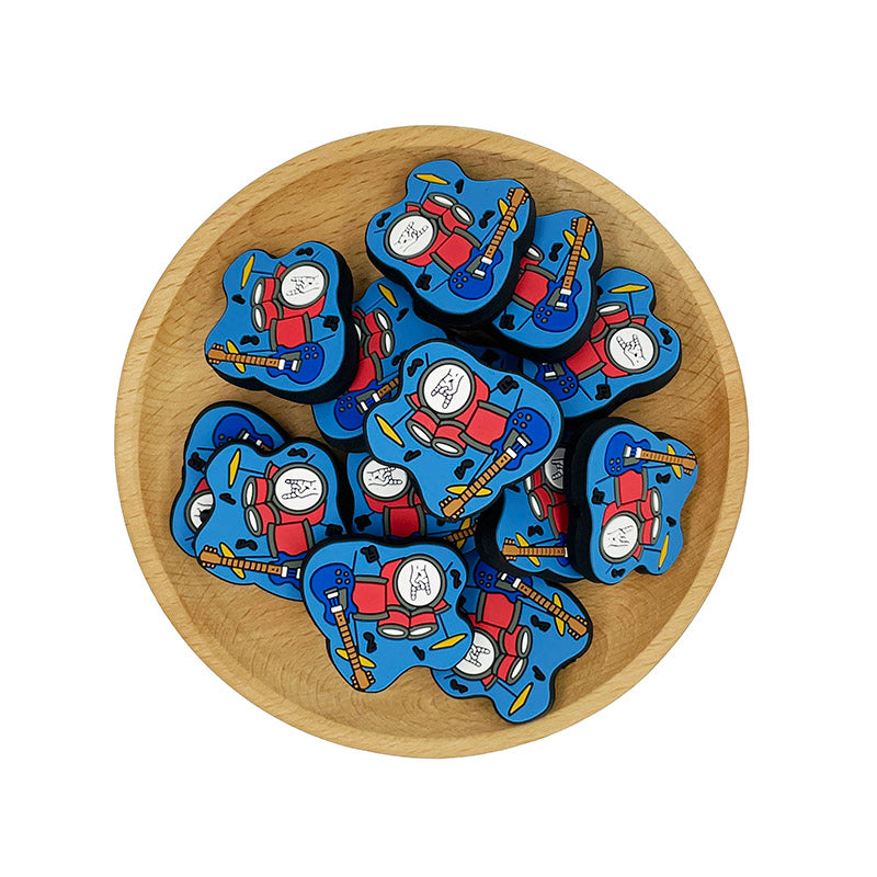 Silicone Focal Beads Musical Instrument Drum and Guitar Design 20pcs 2