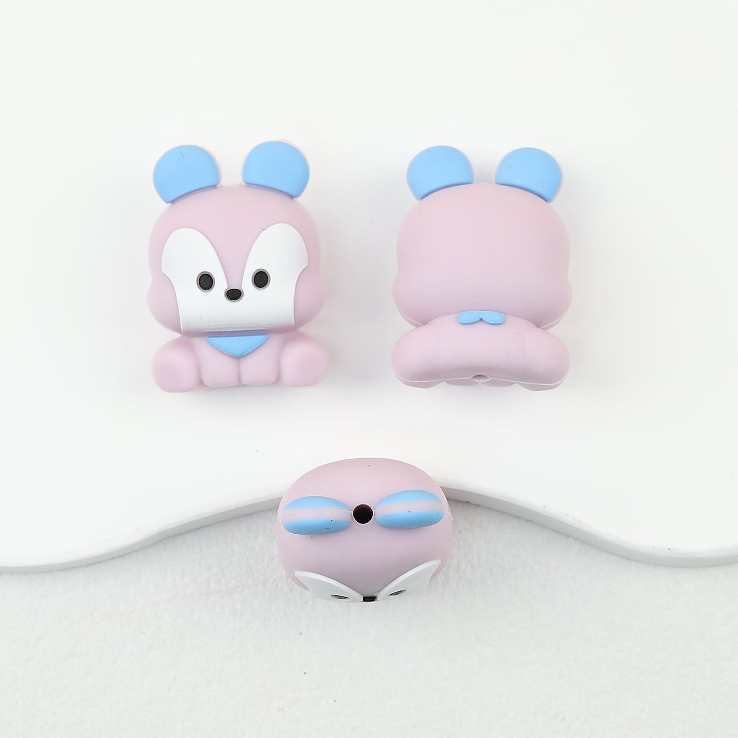 3D Animal Silicone Focal Beads Cute Rabbit Dog Design 20pcs - Purple Squirrel