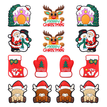 Silicone Focal Beads Christmas Tree House Kitty Merry Christmas 20pcs