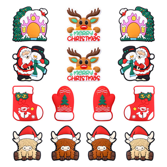 Silicone Focal Beads Christmas Tree House Kitty Merry Christmas 20pcs