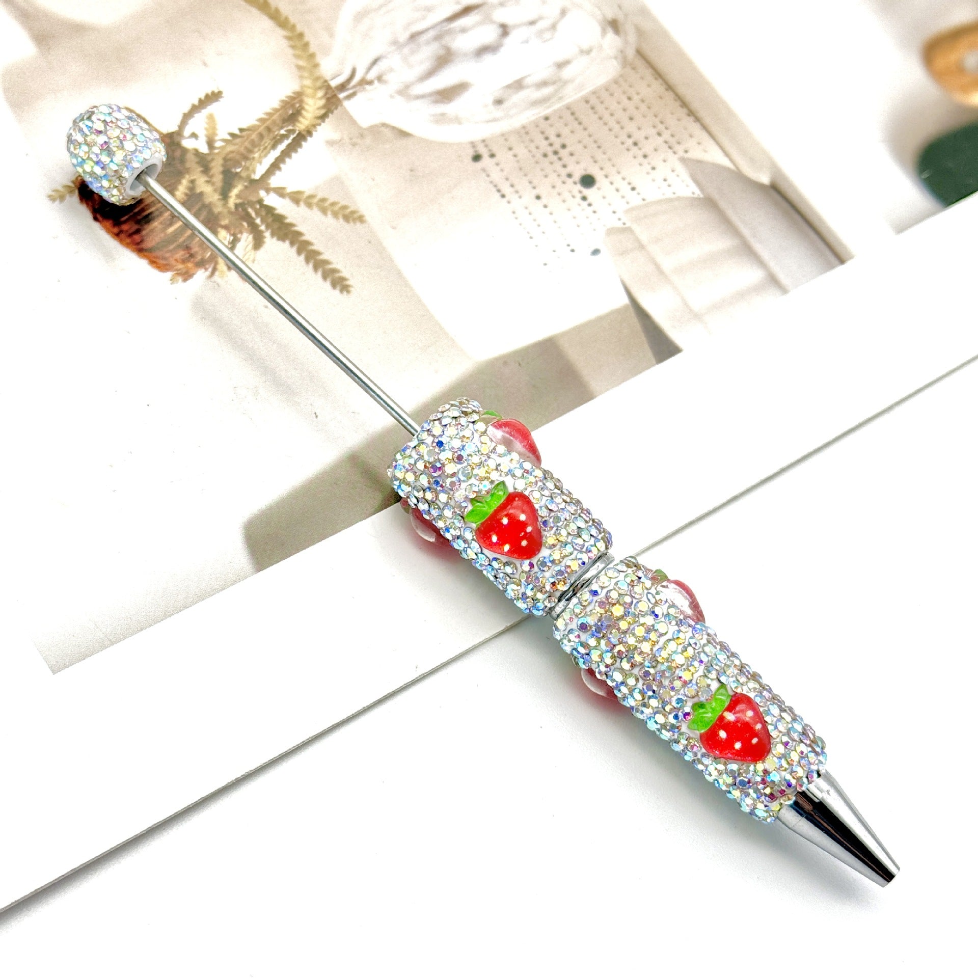 Beadable Pen with Fruit Strawberry Full Rhinestone Design 4