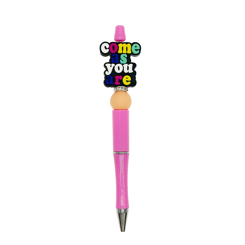 Silicone Focal Beads Come As You Are Colorful Positive Text 20pcs 3