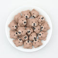 Colorful 3D Bear Head Silicone Focal Beads Cute Animal Design 20pcs - Coffee