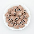 Colorful 3D Bear Head Silicone Focal Beads Cute Animal Design 20pcs - Coffee