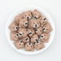 Colorful 3D Bear Head Silicone Focal Beads Cute Animal Design 20pcs - Coffee