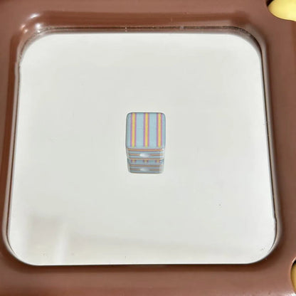 Striped Square Acrylic Beads 14mm Light Pastel Colors 10pcs 4
