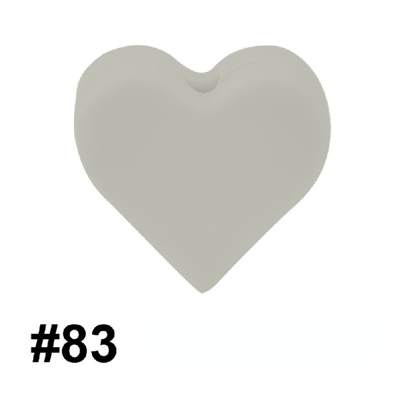 Colorful Pastel Mix Heart 14mm Silicone Beads Solid Color Matte Finish 50pcs 40