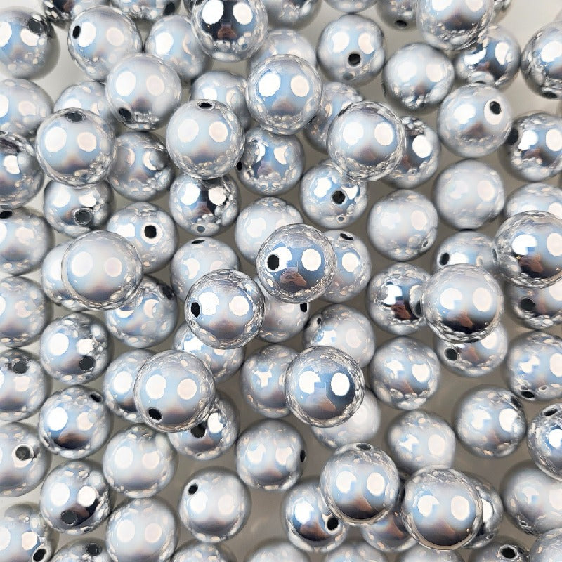 Laser Round Acrylic Beads 16mm Iridescent Glossy Colors 10pcs 9
