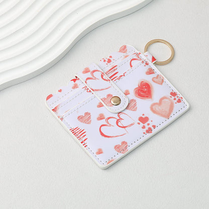 PU Card Holder Keychain Multi Patterned - A3 Love