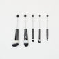 Beadable Makeup Brush Set Metal Handle Artificial Fiber Bristles 5pcs - Black
