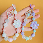 Acrylic Beaded Flower Keychain Pastel Colors Elegant Floral Charm 4