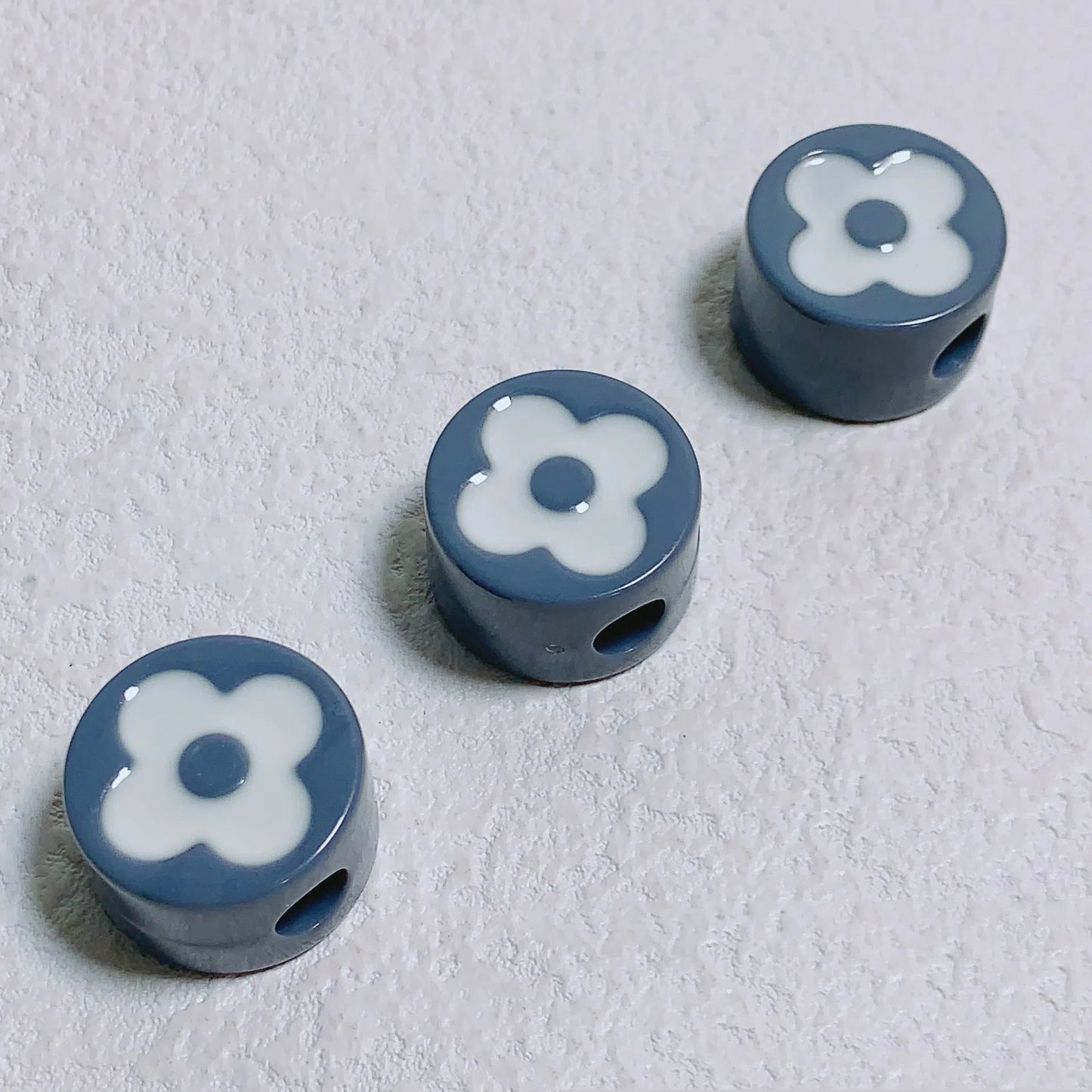 Painted Round Square Acrylic Beads 14mm 21mm Clover Pattern Enamel 10pcs 2