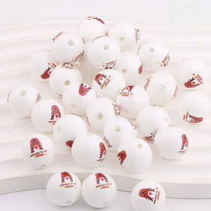 Colorful Christmas Printed Acrylic Beads 16mm Festive Designs 20pcs 5