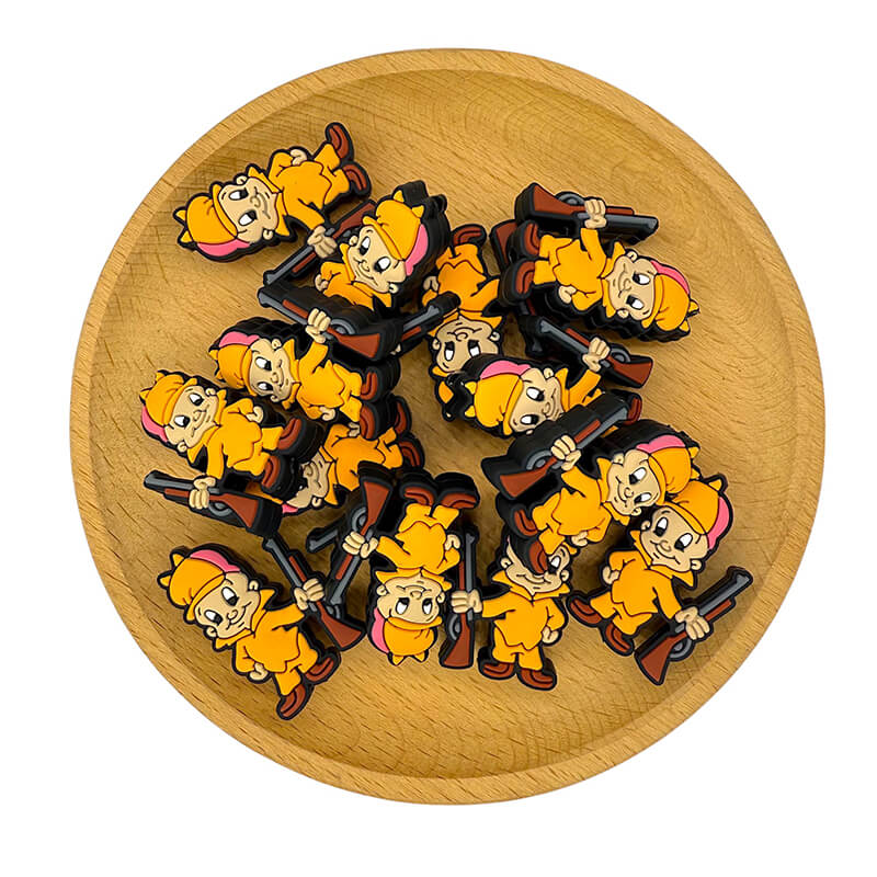 Silicone Focal Beads Mr Aifa Character Holding Rifle 20pcs 2