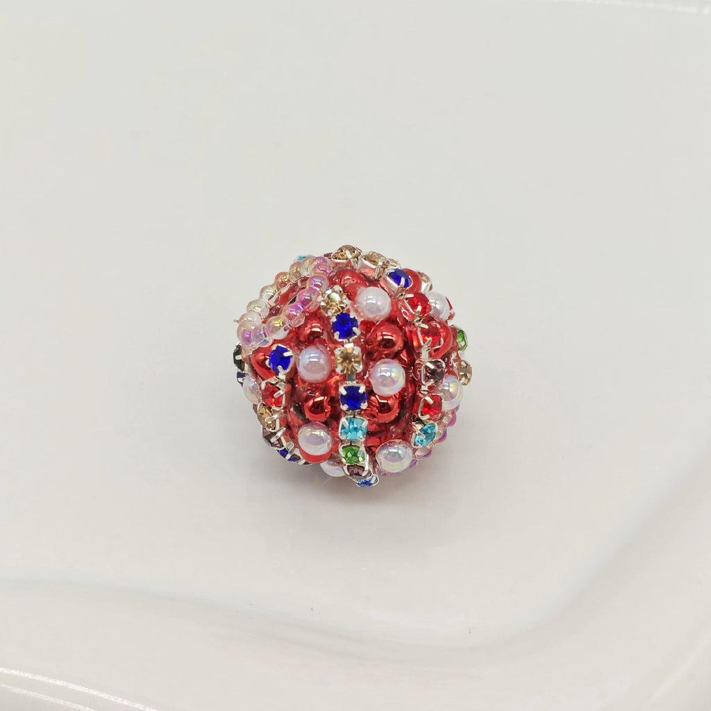 Wavy Rhinestone Beads 18mm Bubblegum Acrylic Multicolor 4pcs 6