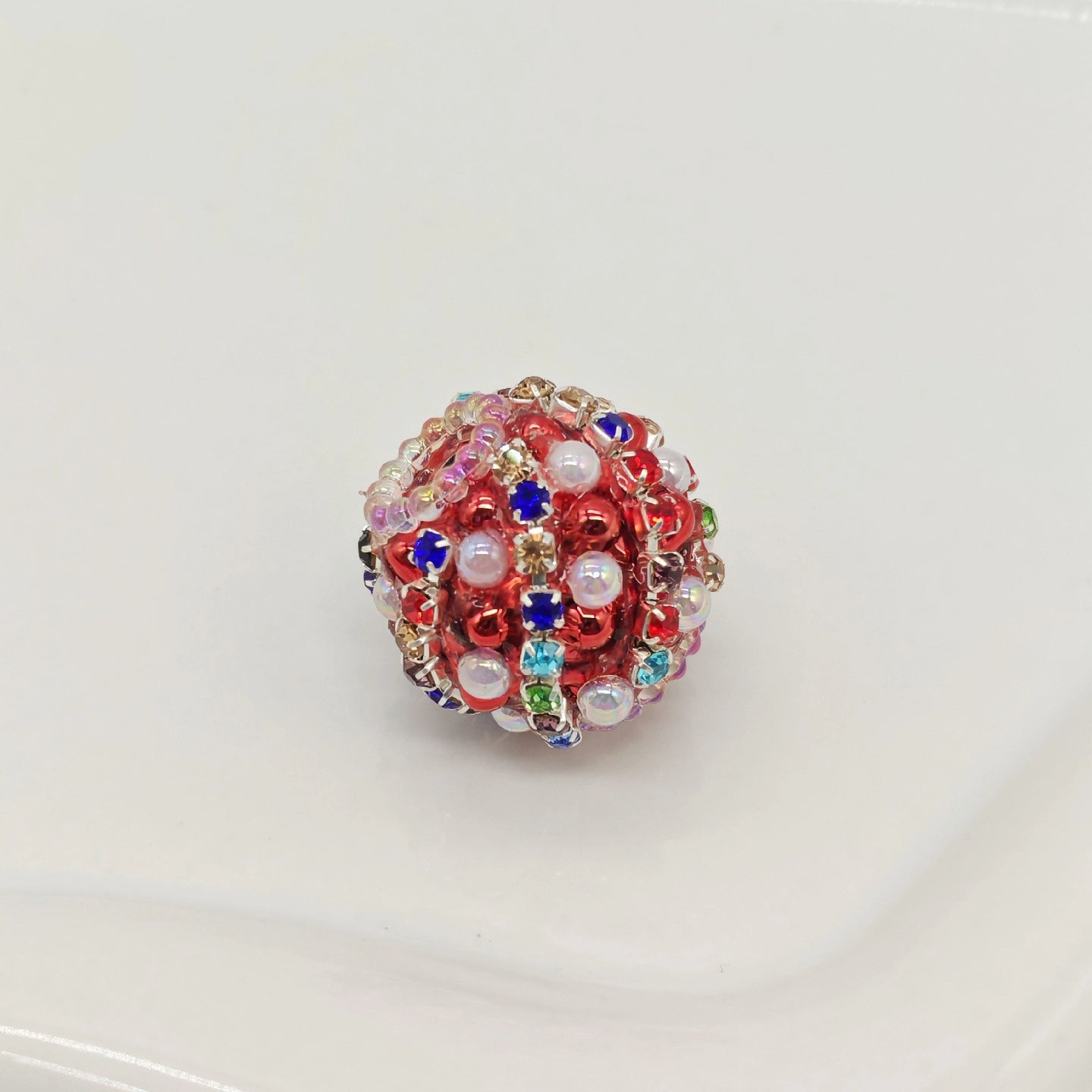 Wavy Rhinestone Beads 18mm Bubblegum Acrylic Multicolor 4pcs 6