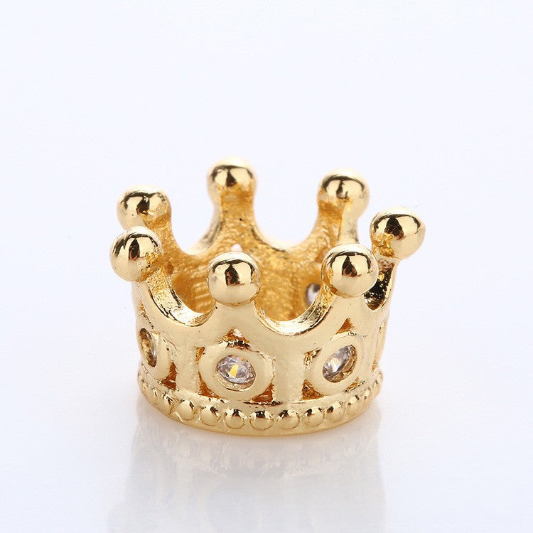 Copper Crown Spacer Beads 10.8x7.2mm Inlaid with Zircon 10pcs 6
