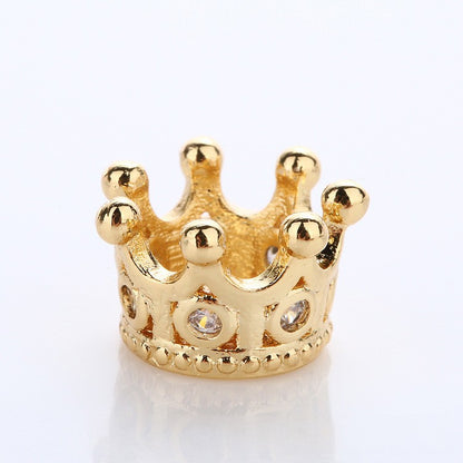 Copper Crown Spacer Beads 10.8x7.2mm Inlaid with Zircon 10pcs 6