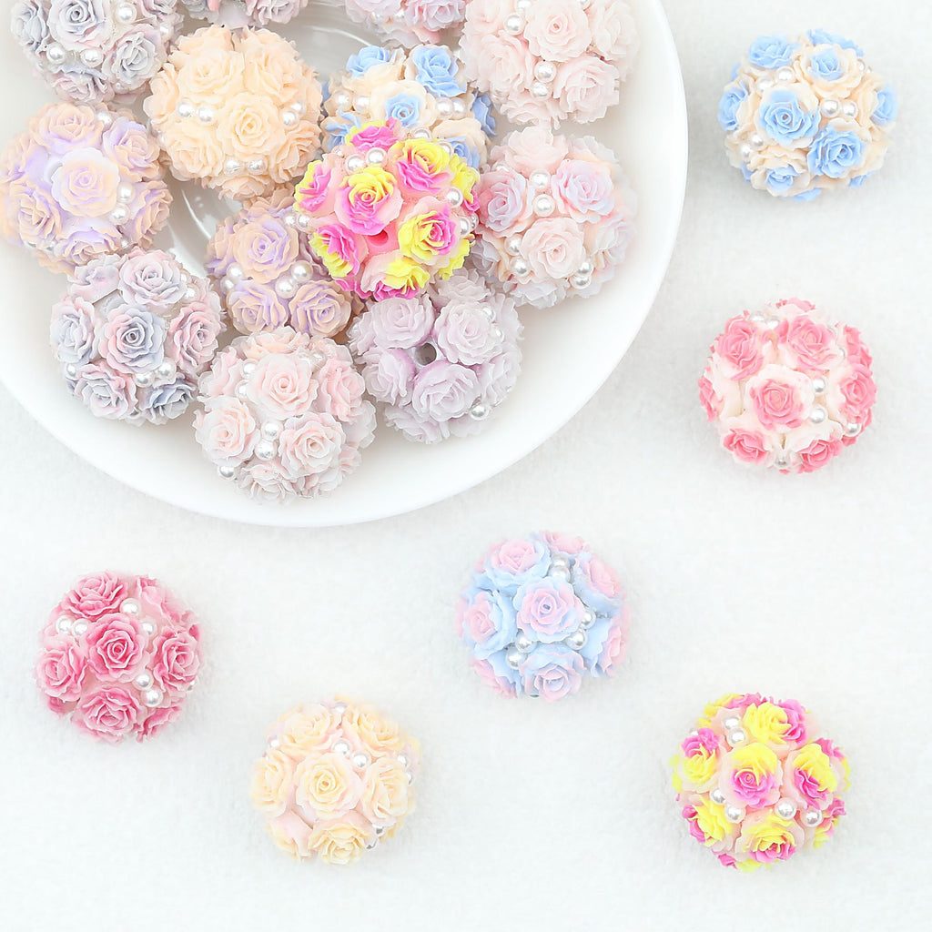 Flower Cluster Bubblegum Resin Beads 20mm 10pcs