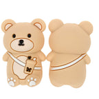 Silicone 3D Focal Beads Khaki Milk Tea Bear Holding Milk Tea Cup