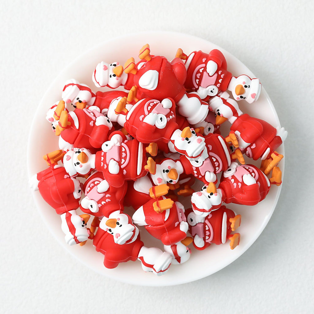 Red Doctor Outfit 3D Silicone Focal Beads 20pcs
