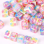 Plating Square Acrylic Beads 14mm Kuromi Cartoon Printed 10pcs