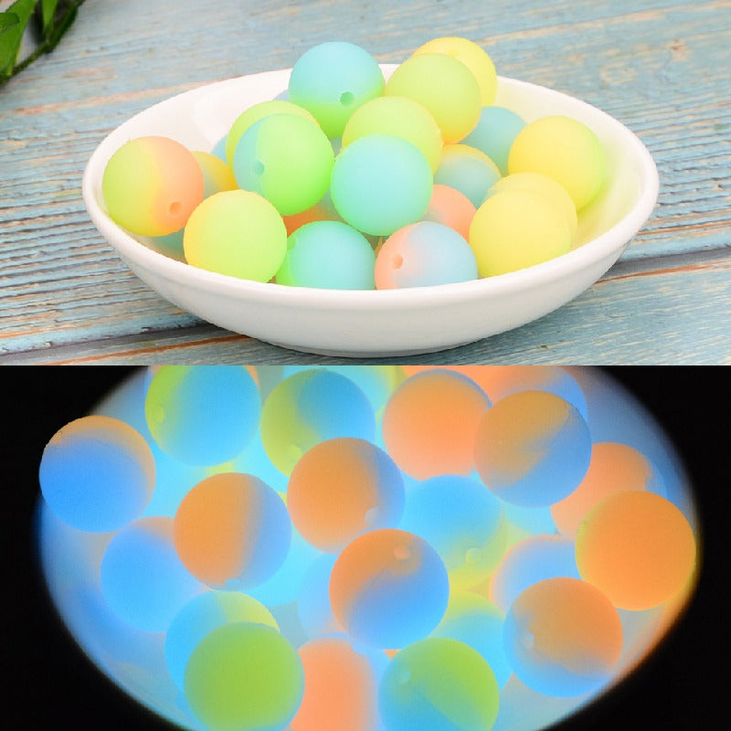 12mm 15mm Double Color Glow in Dark Silicone Beads Smooth Matte 20pcs 4