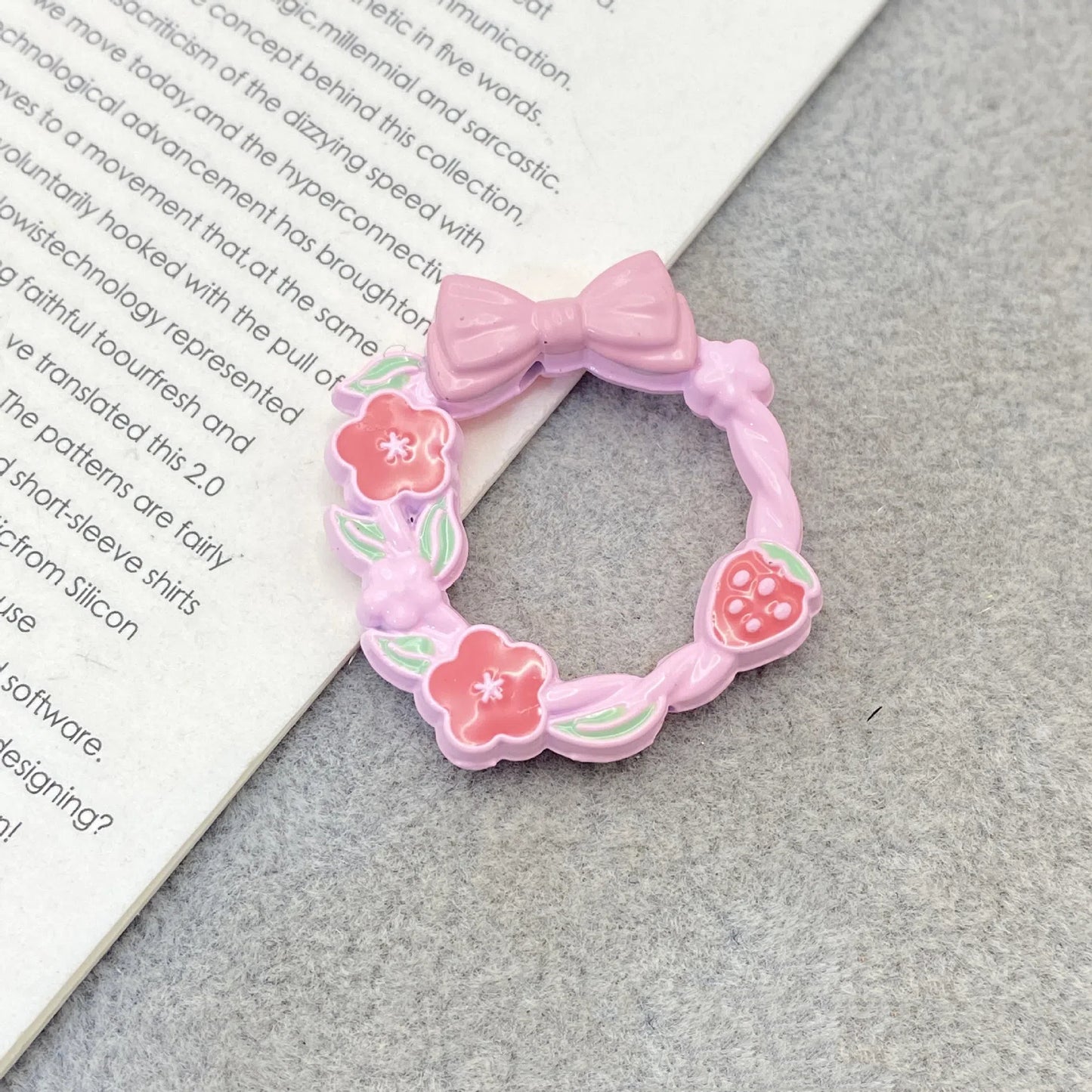 Bow Wreath Metal Beads 31mm Painted Enamel Alloy 10pcs 7