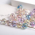 Transparent Plating Glitter Diamond Embedded Acrylic Beads 16mm 50pcs