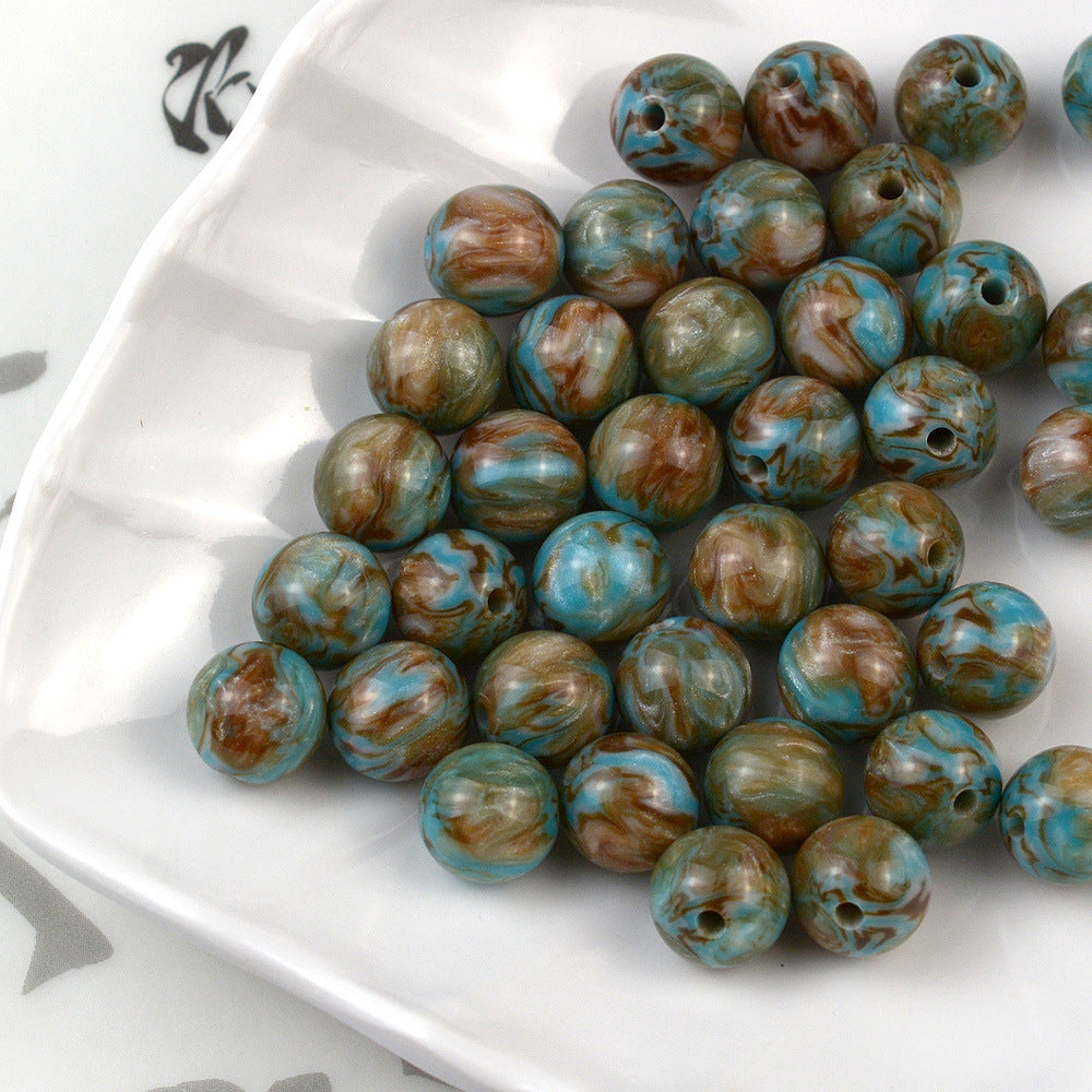 Resin Round Beads 8mm 10mm Starry Lacquer Effect 100pcs 8