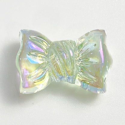 Transparent Bow Knot Acrylic Beads 14x26mm Iridescent 50pcs 12