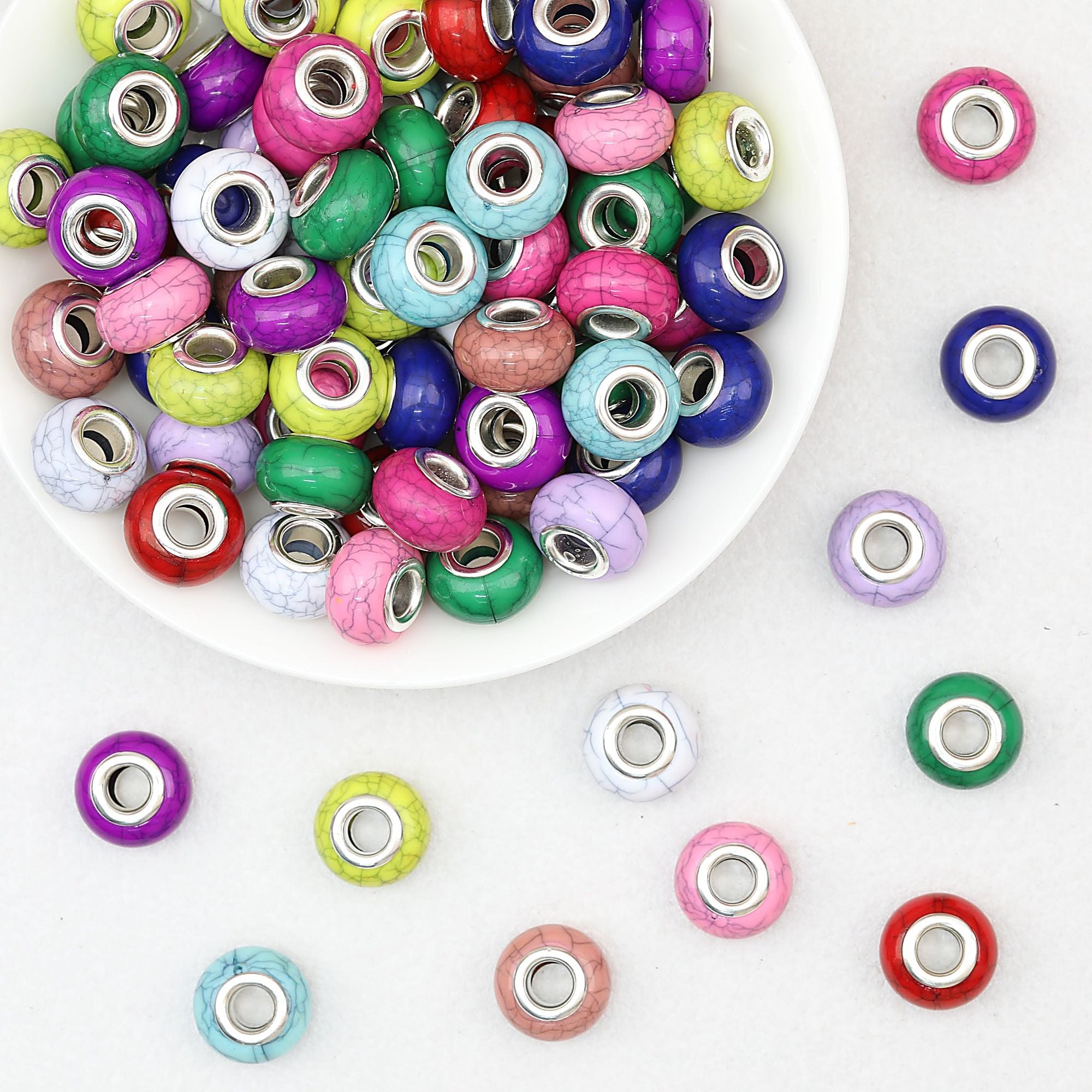 Crackled Round Acrylic Spacer Beads 14mm 50pcs